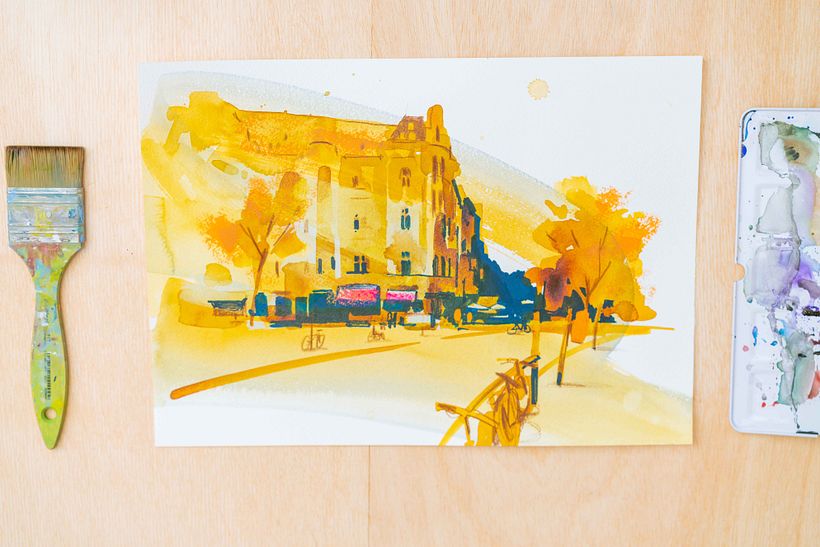 Mein Kursprojekt: Moderne Urban Sketching-Techniken in Mixed Media 1