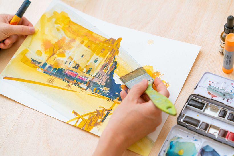 Mein Kursprojekt: Moderne Urban Sketching-Techniken in Mixed Media 2