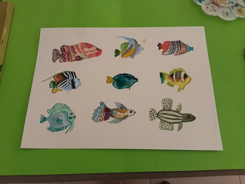 Mi Proyecto del curso: Naturaleza ilustrada: una exploración creativa.Peces.  3