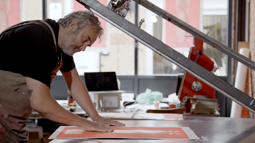 Dave printing in his Hackney studio. 