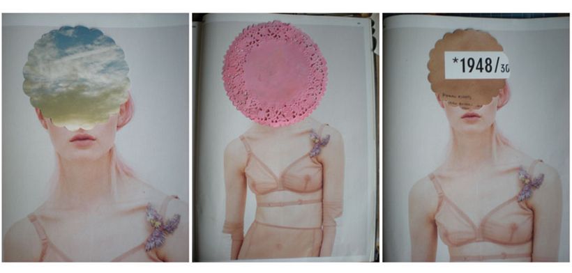 Boceto inicial -Collage realizado con recortes de revistas haciendo juegos con distintos elementos 