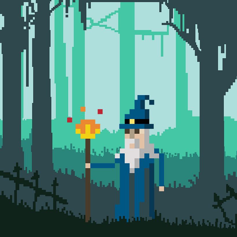 Mago en bosque oscuro