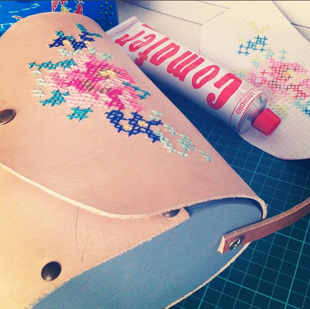 Embroidering into leather 6