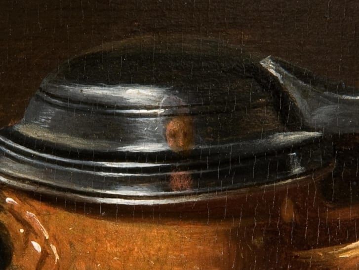 Clara Peeters appears hidden in her paintings seven times.