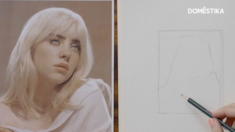 Gabriela works first with the negative space around the image