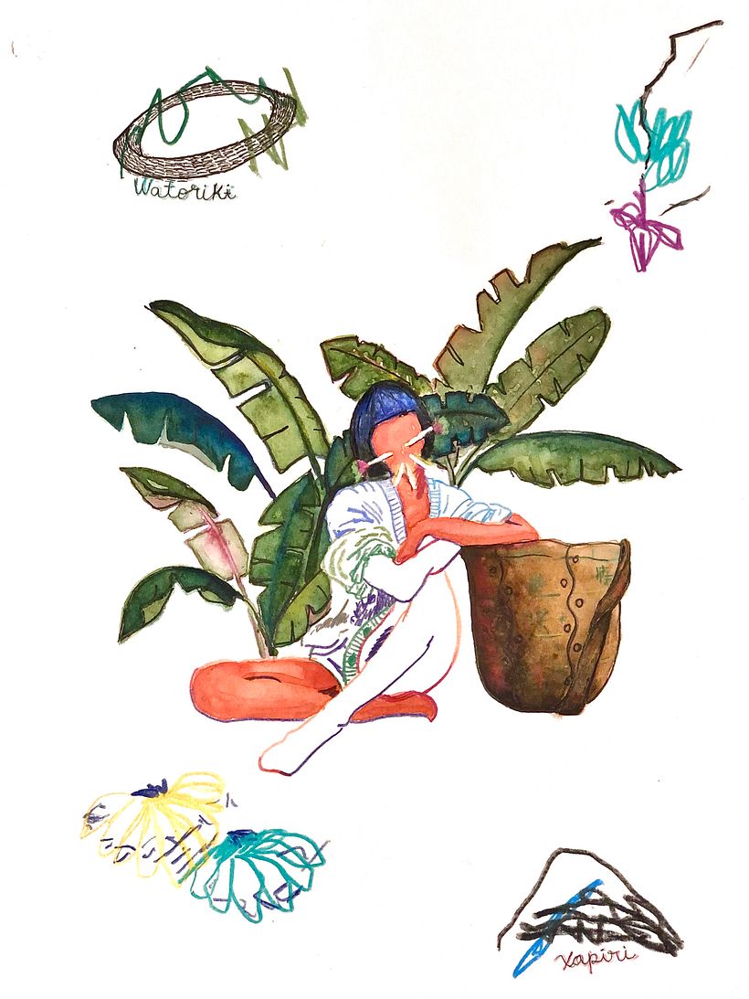 Pindorama (aquarela + lápis de cor)