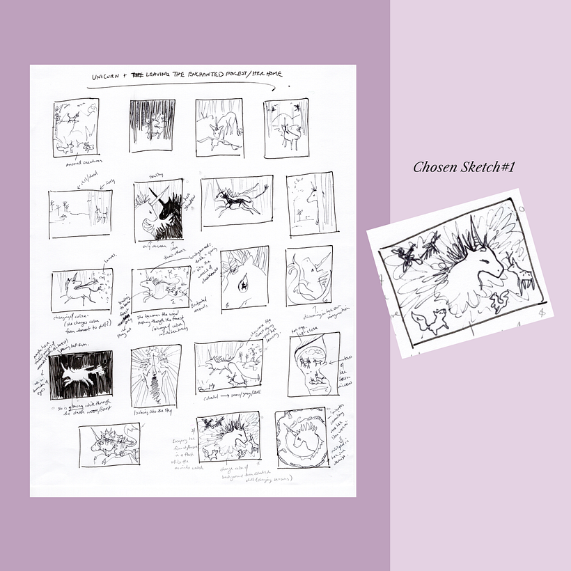 Theme: The Unicorn leaves her home and goes into the human realm to find the Red Bull and her "people".