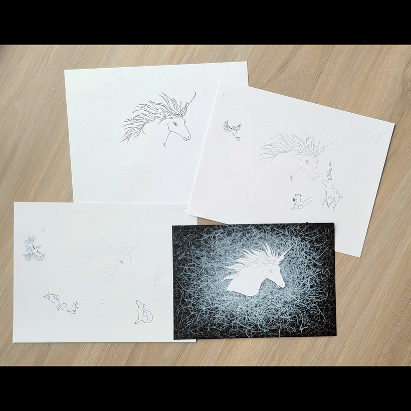 The style helped express this particular illustration, which I love. I used white prismacolor pencil on black Canson paper.