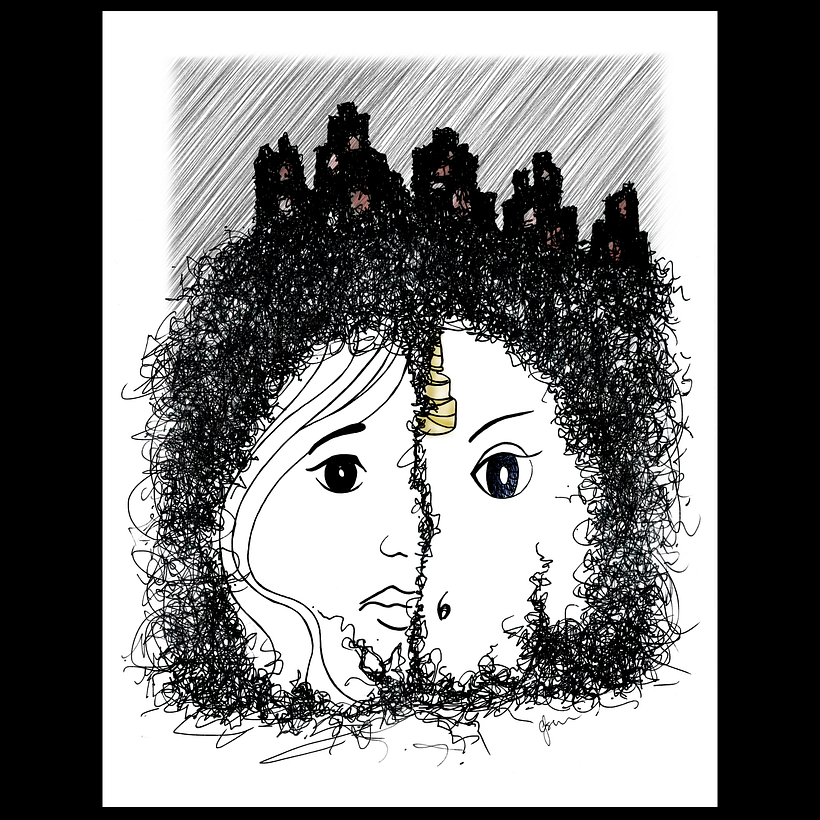 Also done with black drawing pens, scanned and retouched in procreate for depth and accent colours.