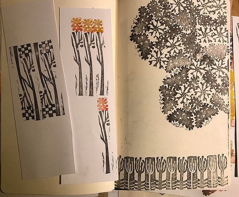 My project in Sketchbooking with Handmade Stamps course 3