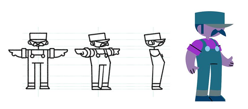 primeiros esbocos do personagem