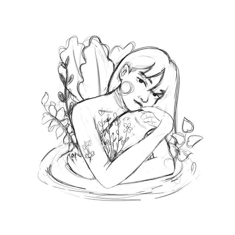 Mi boceto fue directamente en digital , ya que salió de manera espontánea.