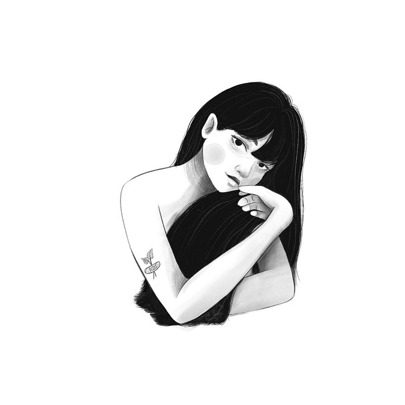 Lineart más sombras y algunos detallitos en el cuerpo