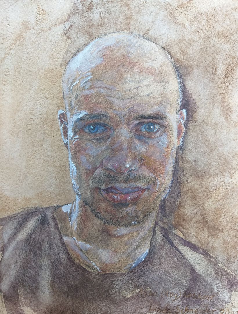 Fourth attempt. Further practice. My daughter Emily's husband. I've used wet Art Graf on this one.
