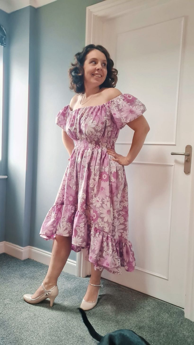 My project in Dressmaking: Draft and Sew a Shirred Dress course 1