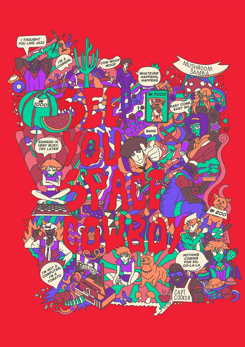Cowboy Bebop - Meu projeto do curso: Ilustração vetorial com estilo doodles 2