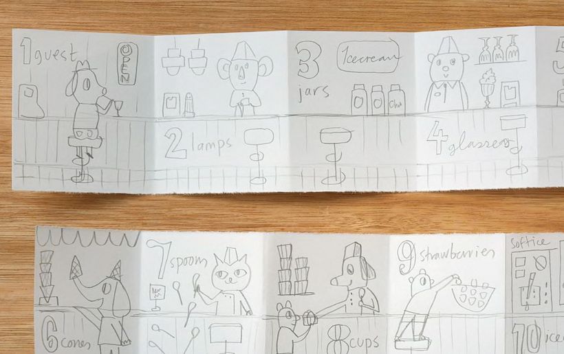 My first sketches are always very simple. I only think of composition and the elements at this stage. I refine later on.