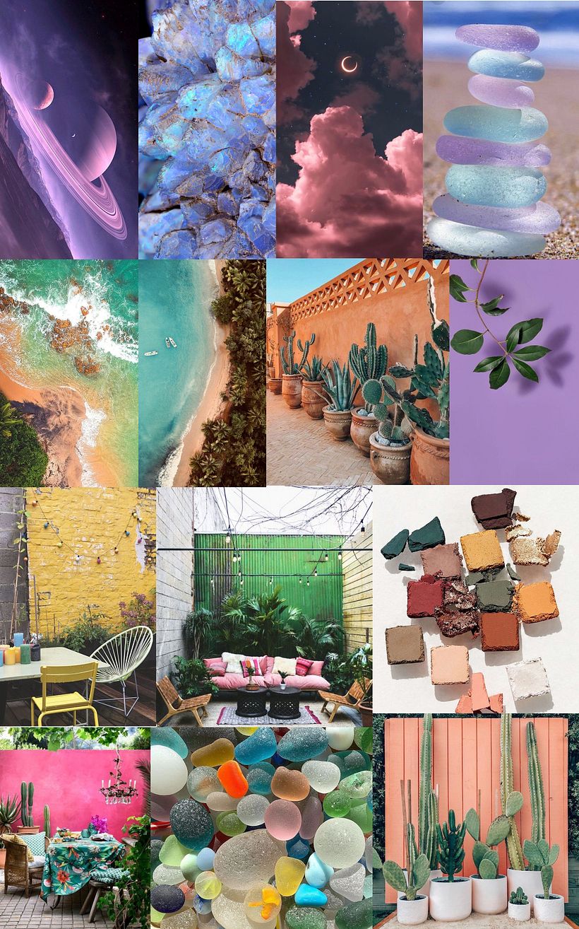 Moodboard para criação de paleta de cores pessoal