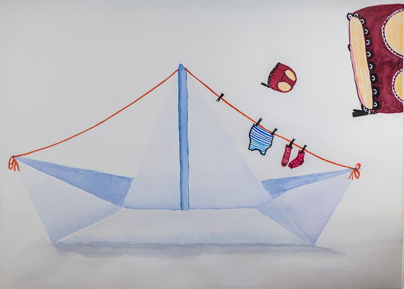 Connecting boat theme with an octopus