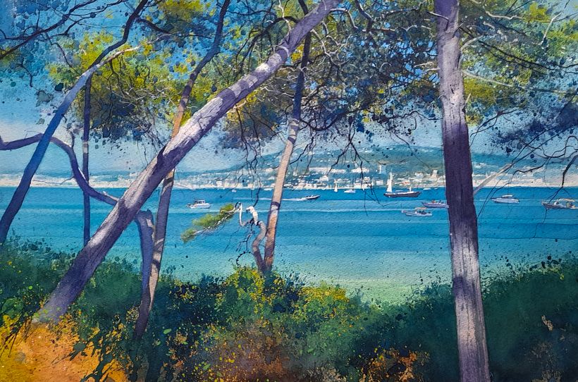 THROUGH THE PINES (Juan les pins) - watercolour