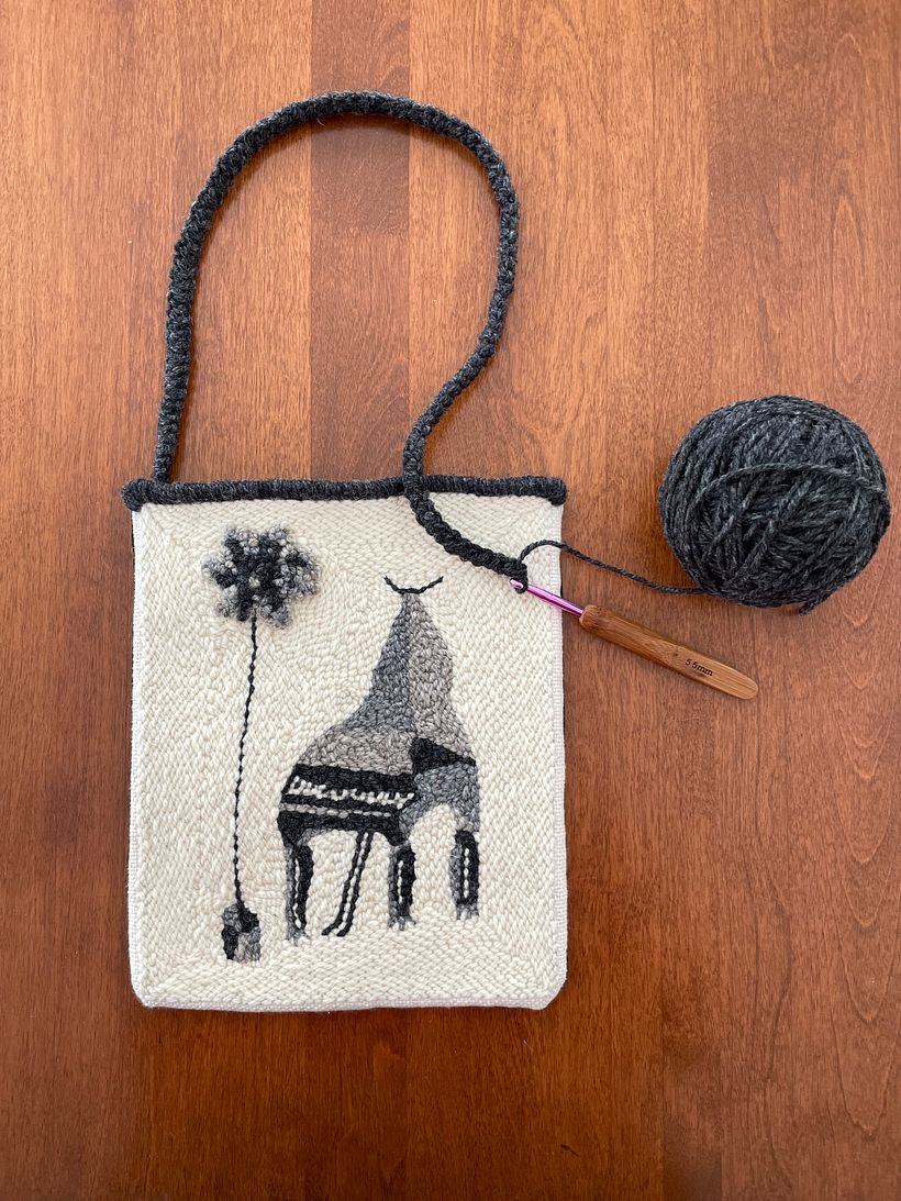 Punch Needle bag with crochet strap