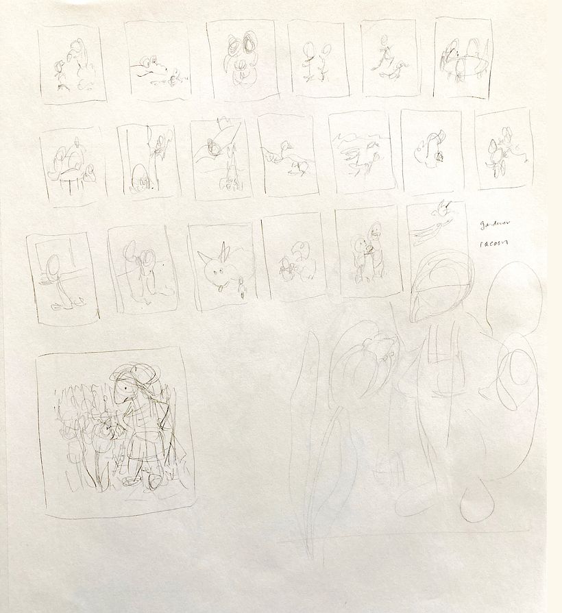 Thumbnails used to work out the composition.