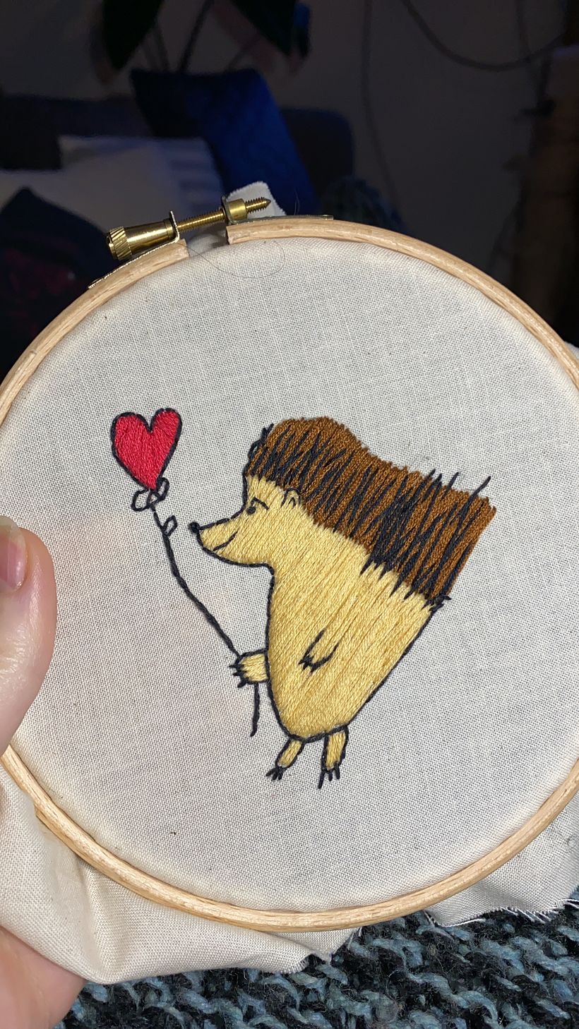 Een borduurwerkje nagemaakt van een tekening van m'n nichtje 