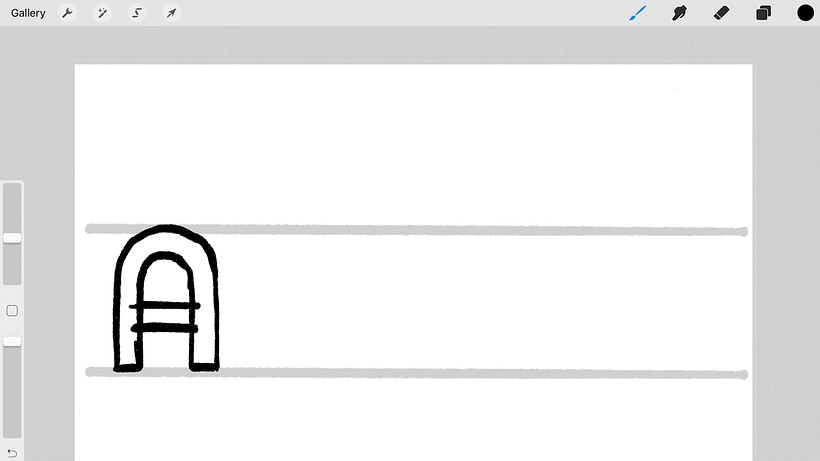 Draw your first letter in the style you want to replicate across the alphabet