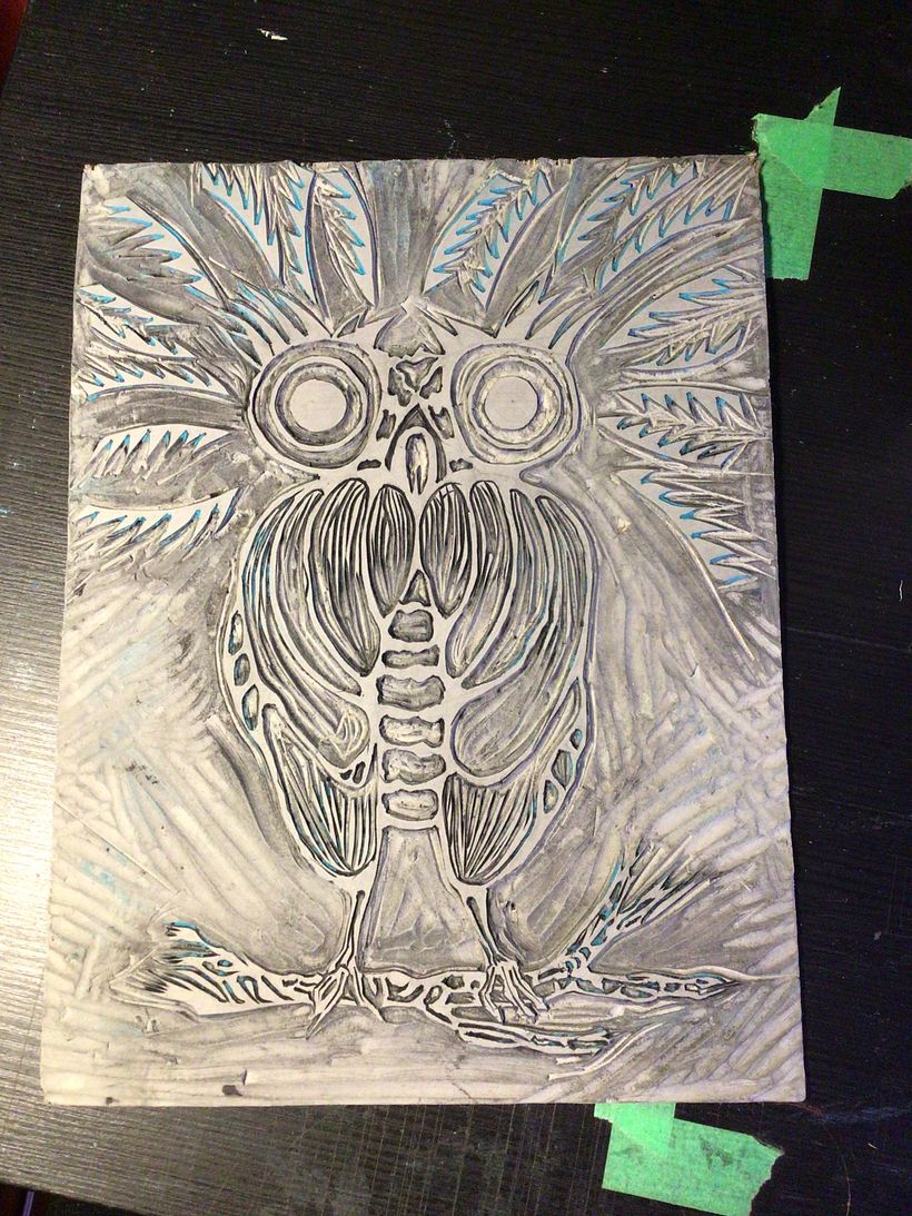 My final project in Printmaking with Linoleum course,  1