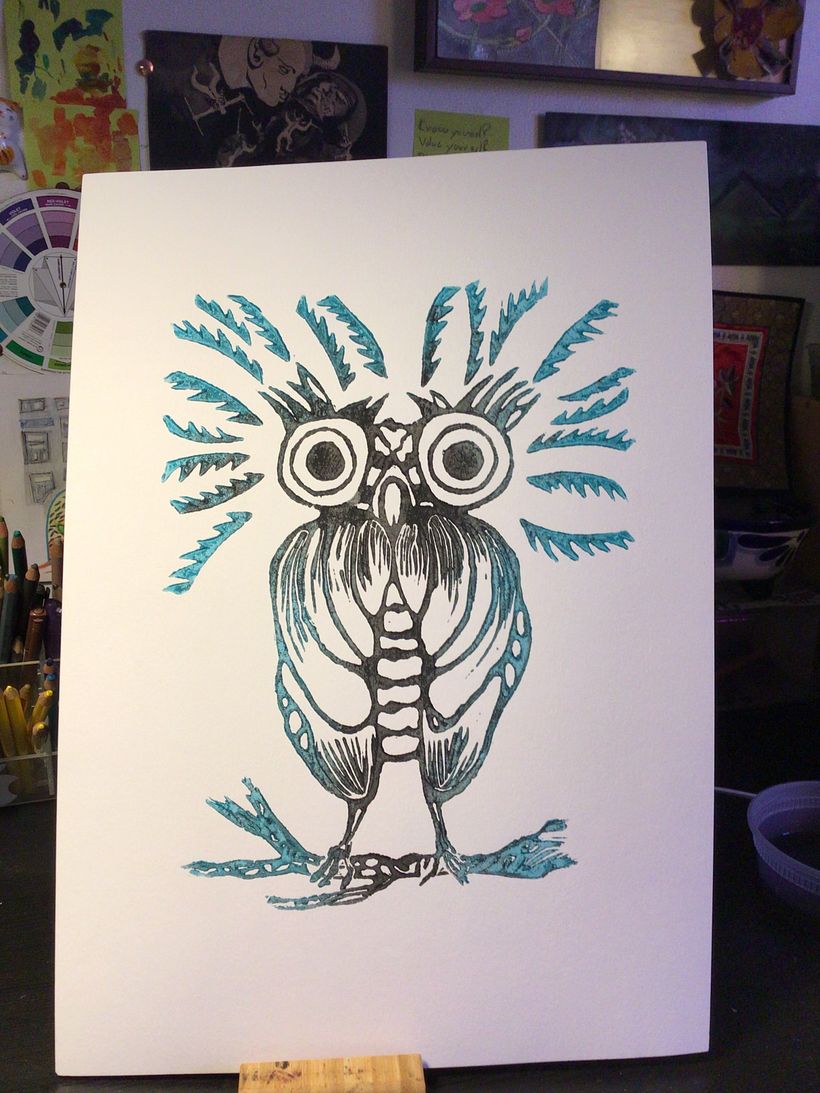 My final project in Printmaking with Linoleum course,  2