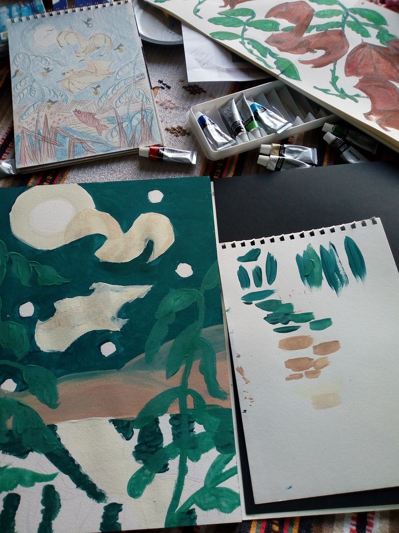 Getting started with gouache.