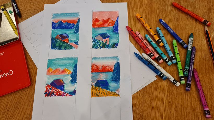 My project in Landscapes with Oil Pastels and Crayons: Playing with Light course- 1