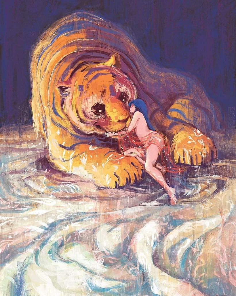 Phung Nguyen Quang e Huynh Kim Lien criaram a imagem de um tigre apaixonado