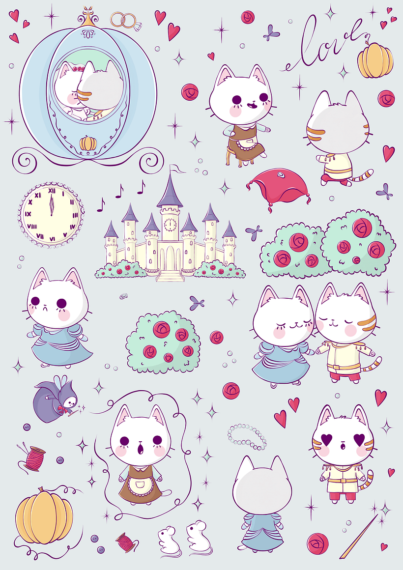 My project in Kawaii-Style Story Illustration course Cinderella.  9