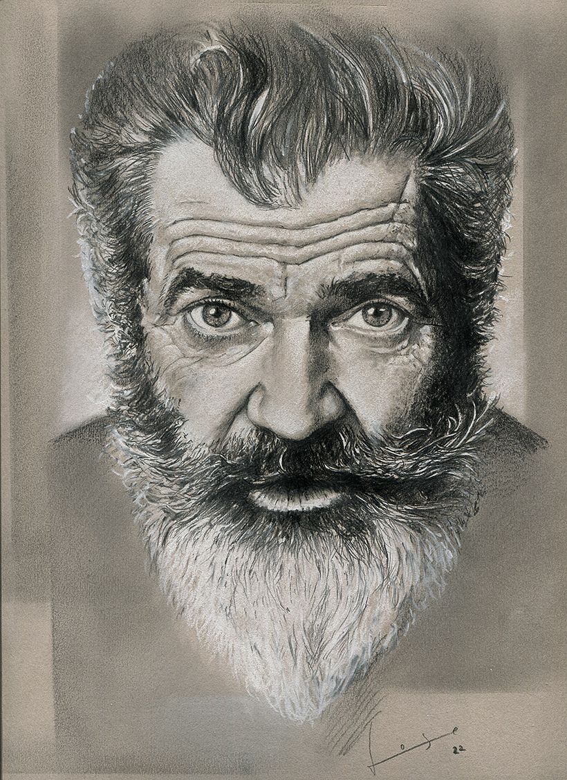 Grafito y pastel sobre papel color