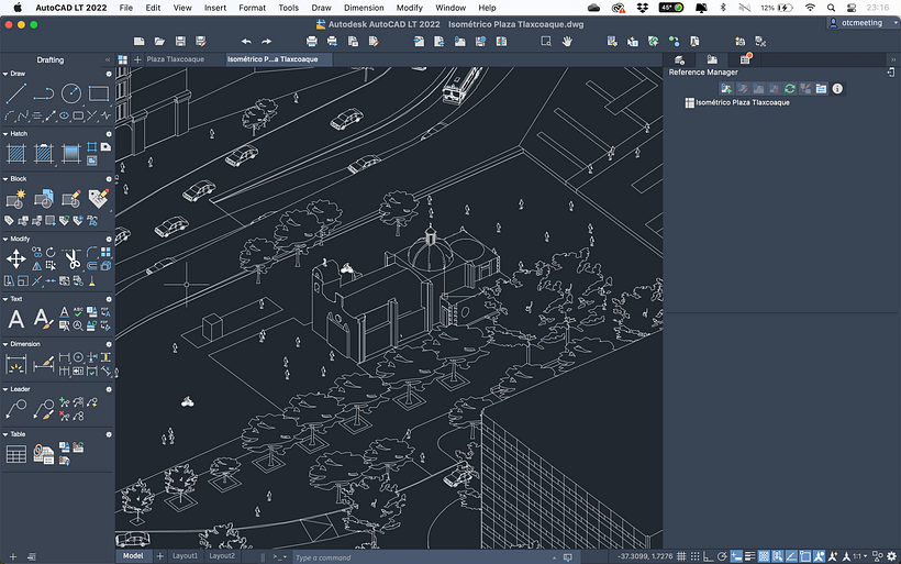 Dibujo en vectores de vista isométrica, exportado de vuelta a AutoCAD.