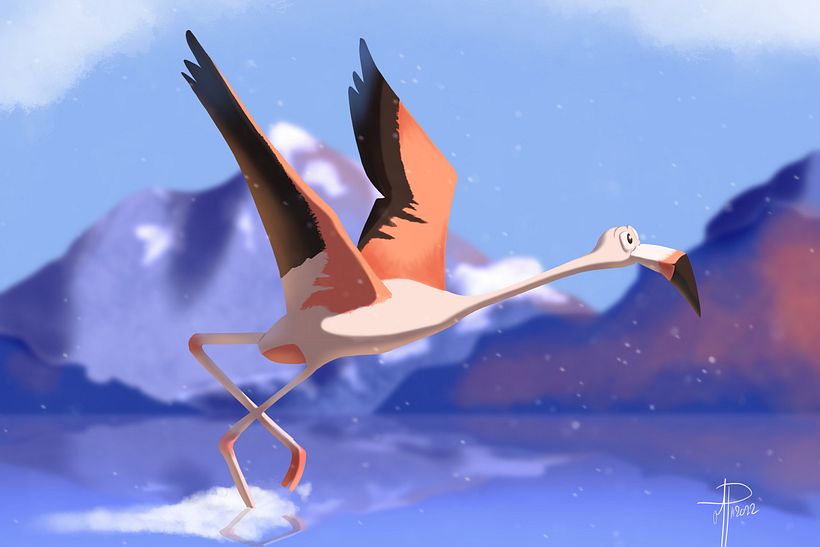 A pink flamingo taking flight  2