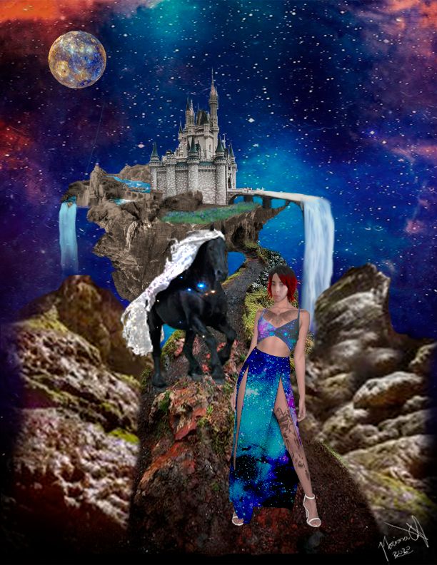 el caballo de galaxia  y yo en castillo de galaxia.
