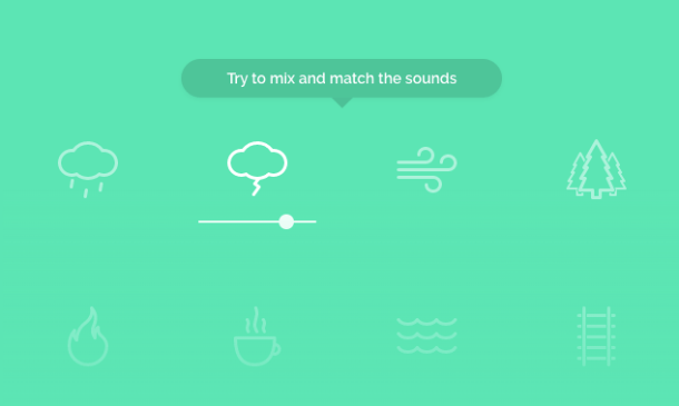Layout da seleção de som no Noisli
