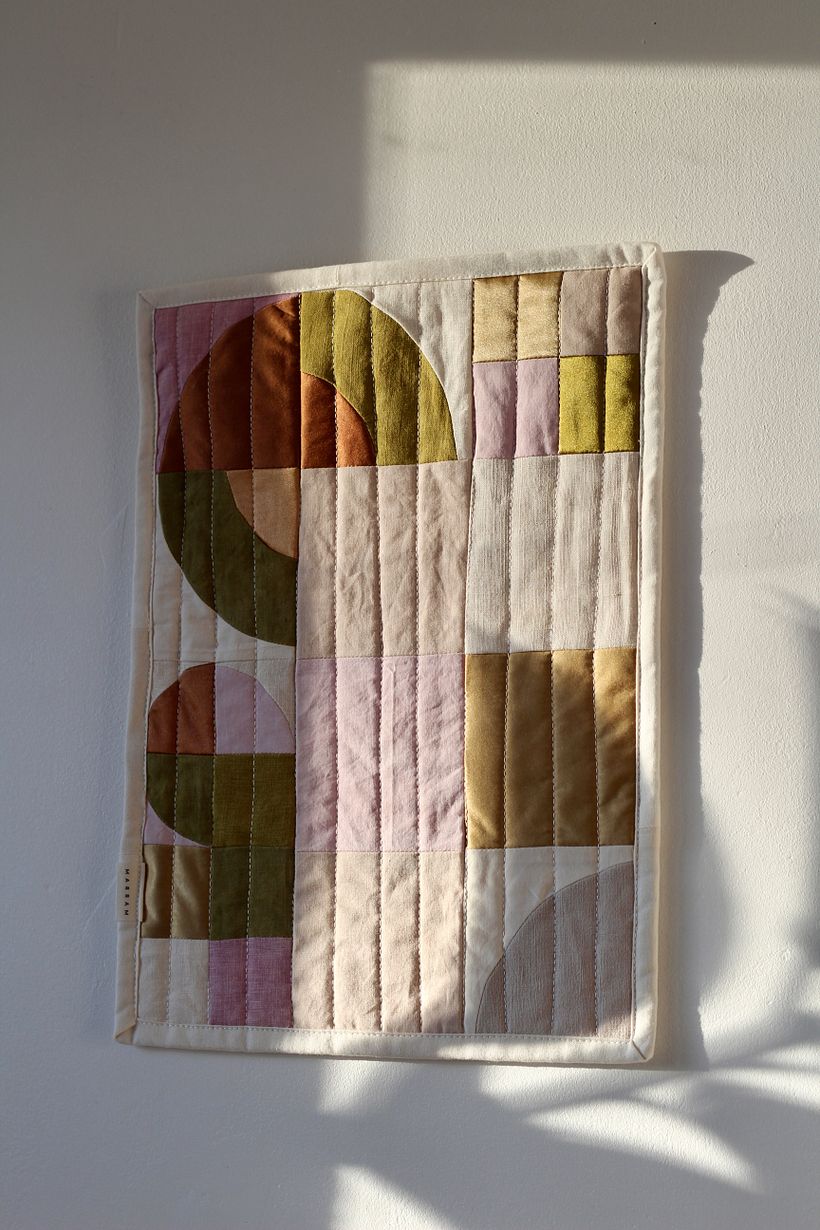 Mini “Spin” patchwork wall hangings  1