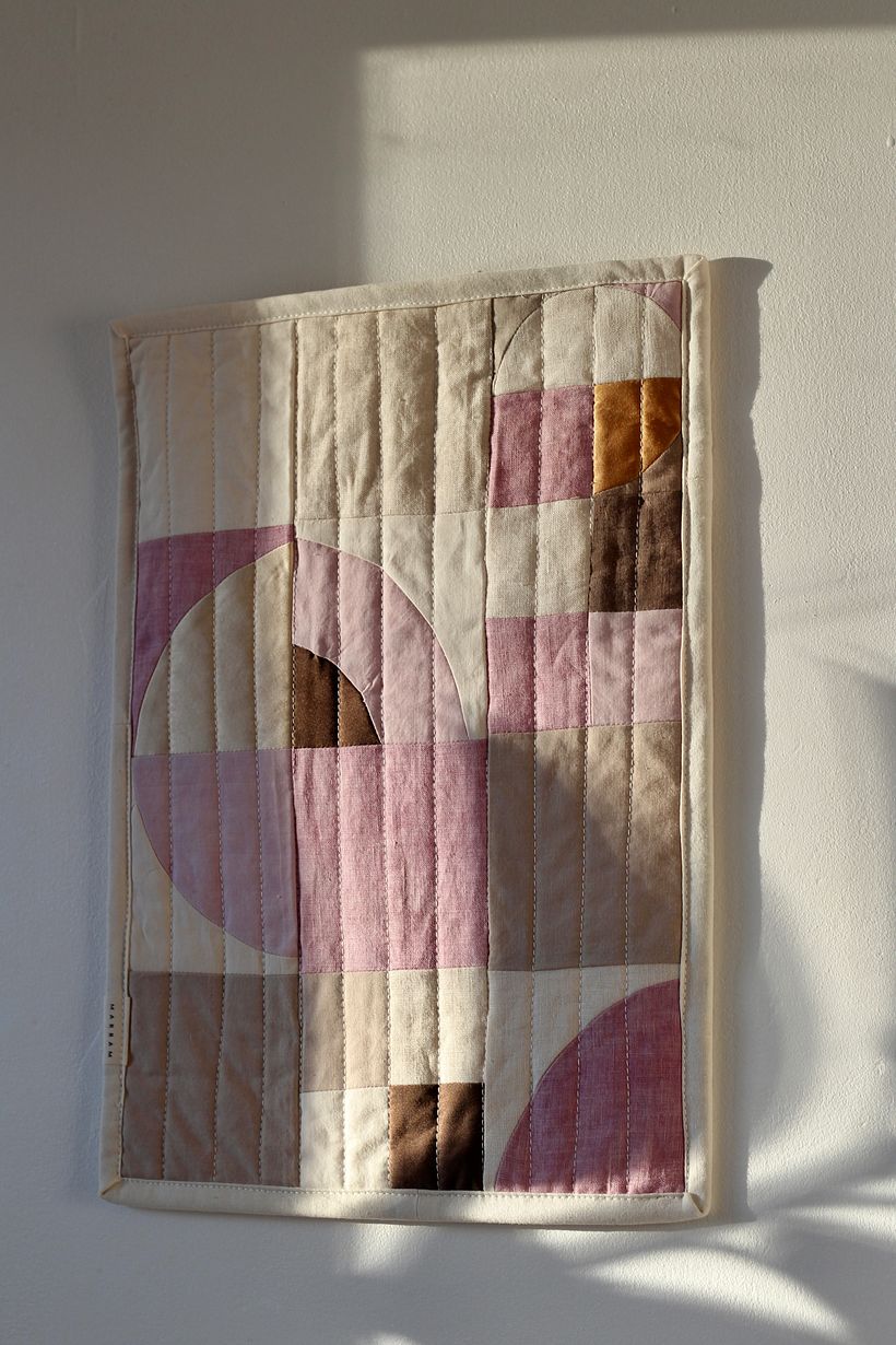 Mini “Spin” patchwork wall hangings  3