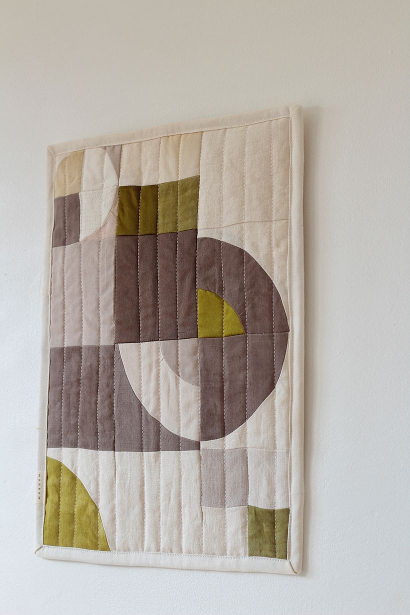 Mini “Spin” patchwork wall hangings  4