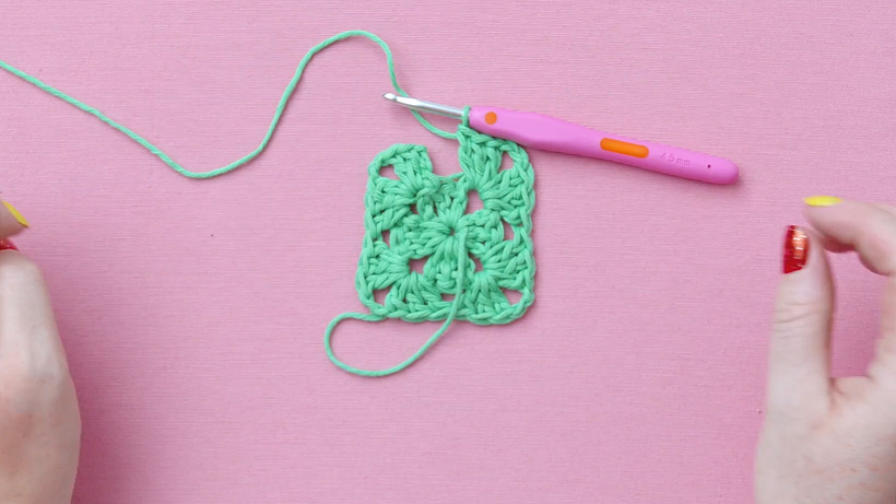 Once you have completed the second round, tie it off with a slip stitch