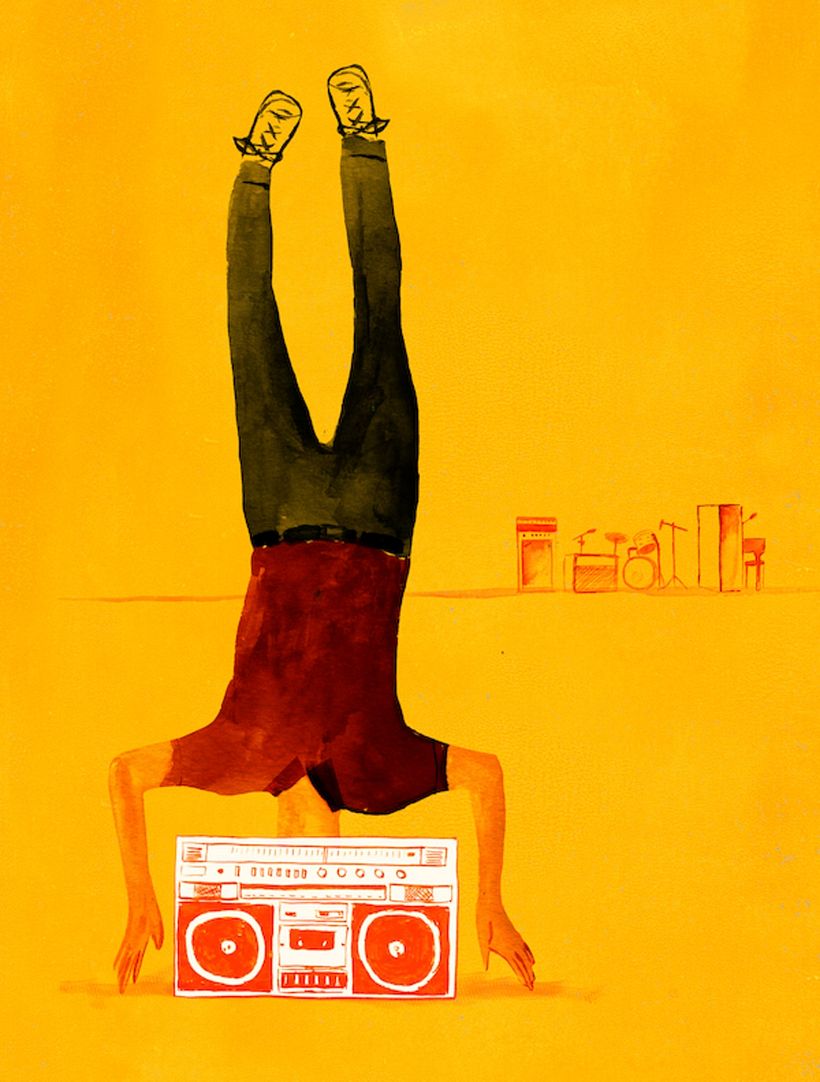 Radiohead-Frontmann Thom Yorke macht vor einem Auftritt ein paar Minuten lang einen Kopfstand.