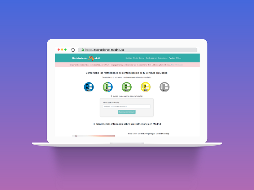 Home, con el buscador de restricciones indicando tu matrícula