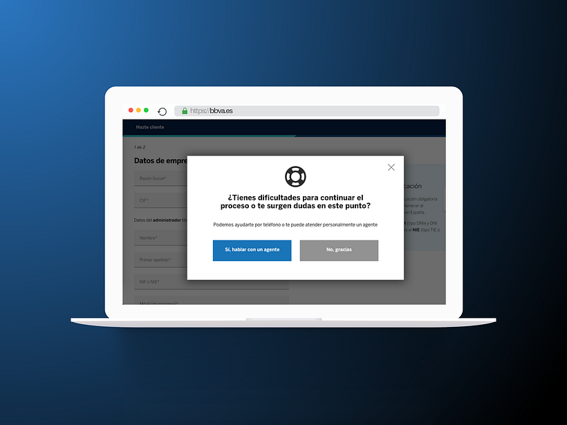 Personalización para ayudar al usuario a la hora de enfrentarse a un paso del proceso con mayor incertidumbre