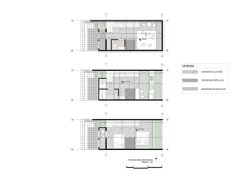Fachada estrecha con jardines verticales - Arquitectura interior