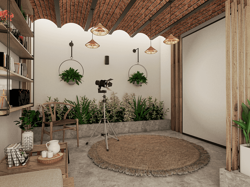 Fachada estrecha con jardines verticales - Arquitectura interior