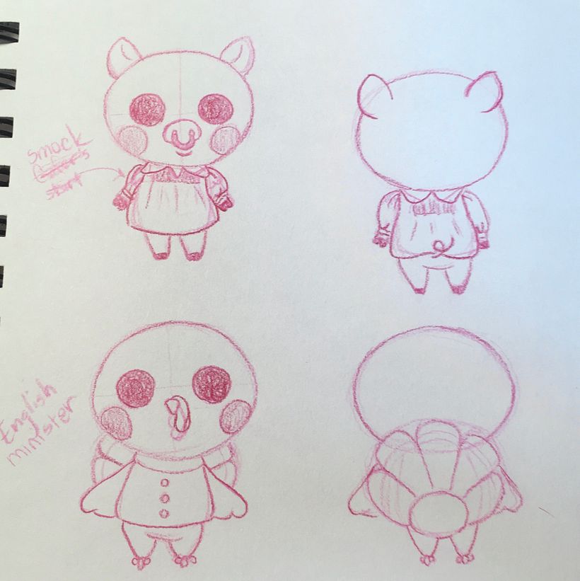 Sketches of secondary characters.