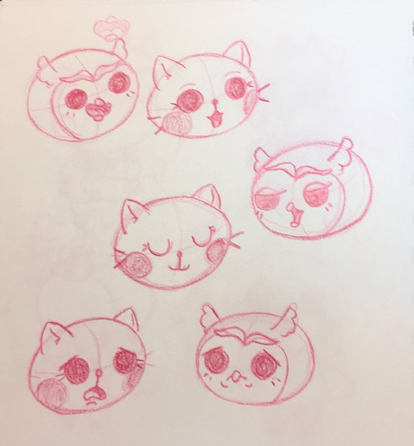 Sketches of facial expressions.